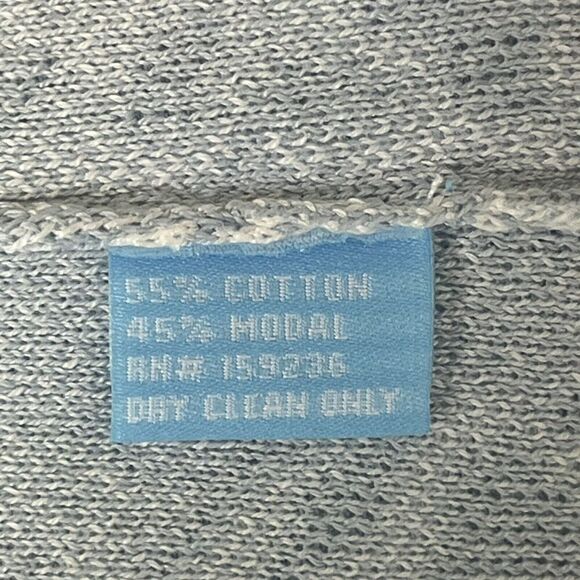 J McLaughlin Sz S Marguerite Open Cardigan Eyelash Trim Geo Print Icy Blue White - Picture 7 of 7